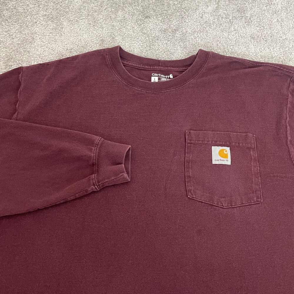 Carhartt T Shirt Mens Large Tall Loose Fit Long Sleeve Pocket Utility Streetwear